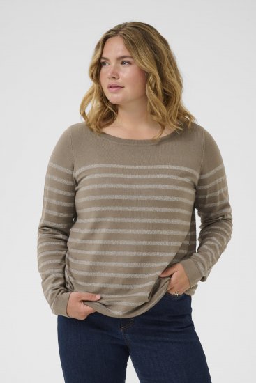 Kaffe Curve Linia Boatneck Pullover Morel Melange with Silver Lurex - Pulls en maille - 