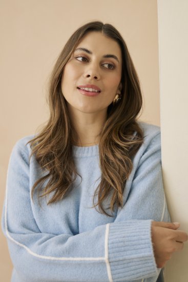 Kaffe Curve Jina Knit Pullover Powder Blue Melange - Pulls en maille - 