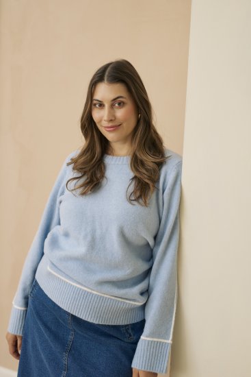 Kaffe Curve Jina Knit Pullover Powder Blue Melange - Pulls en maille - 