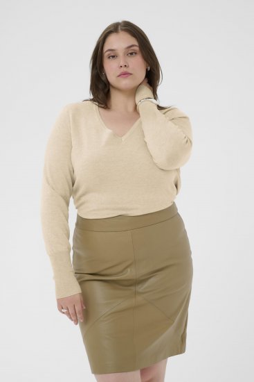 Kaffe Curve Lizzy Long Sleeve Pullover Feather Grey Melange - Pulls en maille - 