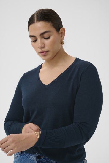 Kaffe Curve Lizzy Long Sleeve Pullover Midnight Marine - Pulls en maille - 