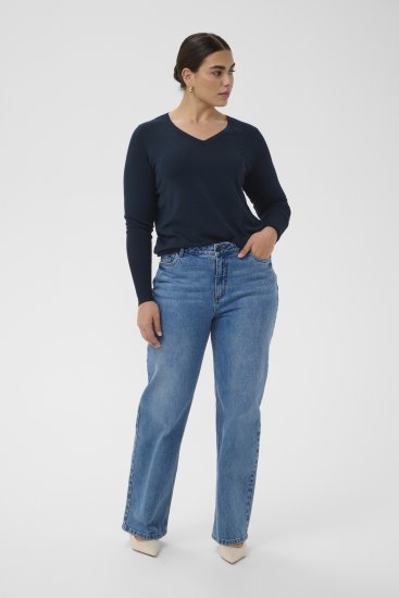 Kaffe Curve Lizzy Long Sleeve Pullover Midnight Marine - Pulls en maille - 