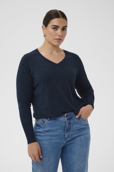 Kaffe Curve Lizzy Long Sleeve Pullover Midnight Marine - Pulls en maille - 