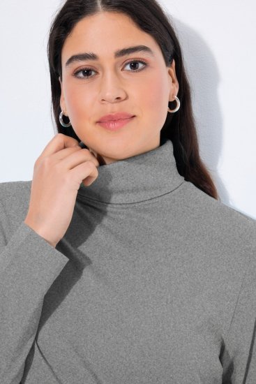 Ulla Popken Basic Long Sleeve Slim Fit Turtleneck Light Grey Melange - Sweatshirts & hoodies - Sweats, hoodies et mailles douillets