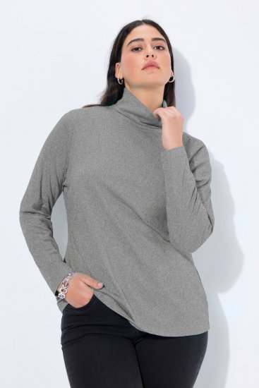Ulla Popken Basic Long Sleeve Slim Fit Turtleneck Light Grey Melange - Sweatshirts & hoodies - Sweats, hoodies et mailles douillets