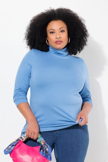 Ulla Popken Basic Long Sleeve Slim Fit Turtleneck Light Cornflower - Sweatshirts & hoodies - Sweats, hoodies et mailles douillets