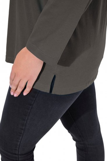 Ulla Popken Back To Basics V-Neck Relaxed Fit Cotton Tee Graphite Grey - T-shirts - T-shirts au féminin, grandes tailles