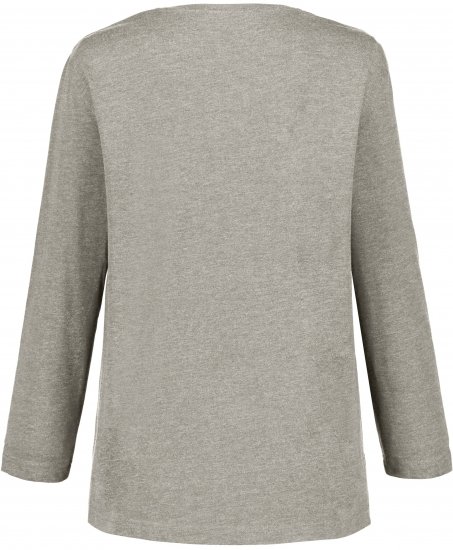 Ulla Popken Back To Basics V-Neck Relaxed Fit Cotton Tee Light Grey Melange - T-shirts - 