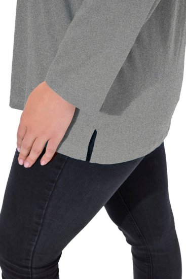 Ulla Popken Back To Basics V-Neck Relaxed Fit Cotton Tee Light Grey Melange - T-shirts - T-shirts au féminin, grandes tailles
