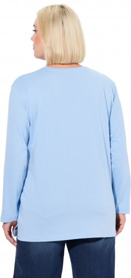 Ulla Popken Back To Basics V-Neck Relaxed Fit Cotton Tee Light Blue - T-shirts - 