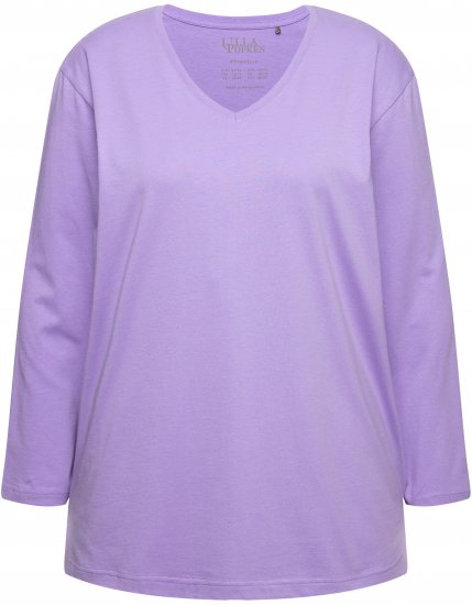 Ulla Popken Back To Basics V-Neck Relaxed Fit Cotton Tee Pale Lilac - T-shirts - 