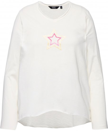 Ulla Popken Star Long Sleeve Graphic Tee Off-White - T-shirts imprimés pour femme - 
