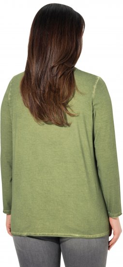 Ulla Popken Cold Dyed Sequined Heart Long Sleeve Tee Sage Green - T-shirts imprimés pour femme - 