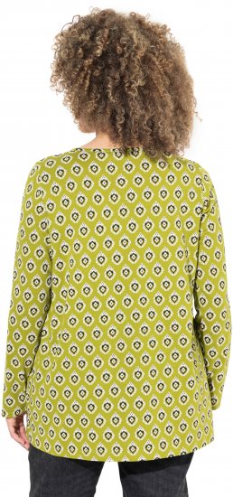 Ulla Popken Allover Graphic Long Sleeve Tee Avocado Green - T-shirts imprimés pour femme - 