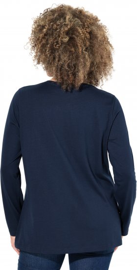 Ulla Popken Metallic Graphic Holiday Tee Navy - T-shirts imprimés pour femme - 