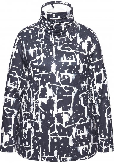 Ulla Popken Quick Drying Abstract Print Tee Black - T-shirts imprimés pour femme - 