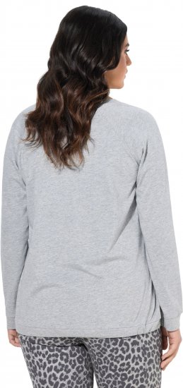 Ulla Popken Magic Feeling Long Sleeve Graphic Tee Light Grey Melange - T-shirts imprimés pour femme - 