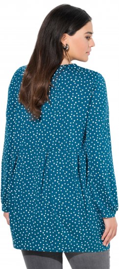 Ulla Popken Pleated Confetti Print Long Sleeve Tee Teal - T-shirts imprimés pour femme - 