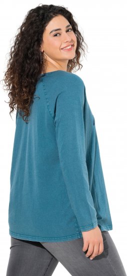 Ulla Popken Dream Rhinestone Lettering Long Sleeve Tee Teal - T-shirts imprimés pour femme - 
