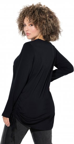 Ulla Popken Your Story Sequined Long Sleeve Tunic Tee Black - T-shirts imprimés pour femme - 