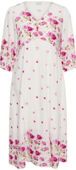 Kaffe Curve Rosa Midi Dress White Rose Border Flower - Robes - 