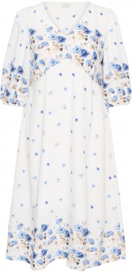 Kaffe Curve Rosa Midi Dress Blue Tones Border Flower - Robes - 