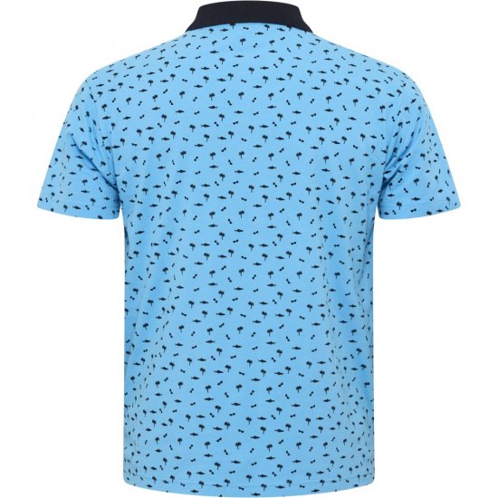 North Latitude Polo Pique Printed Turquoise - Polos - Polos homme grande taille