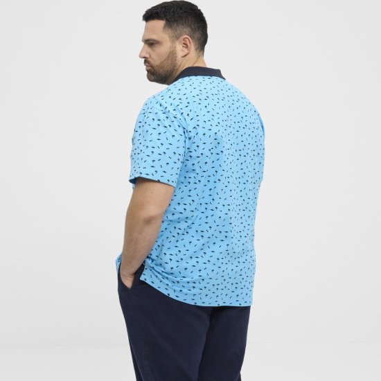 North Latitude Polo Pique Printed Turquoise - Polos - Polos homme grande taille