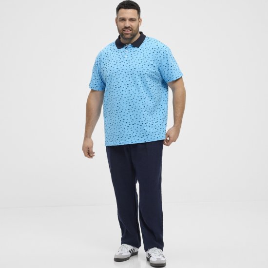 North Latitude Polo Pique Printed Turquoise - Polos - Polos homme grande taille