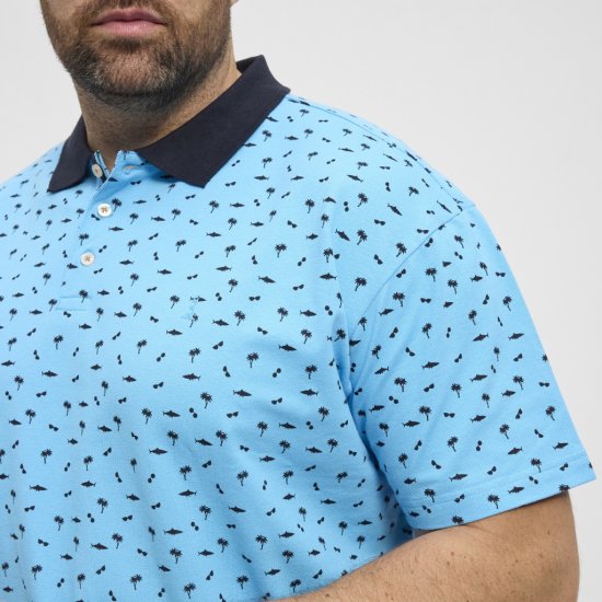 North Latitude Polo Pique Printed Turquoise - Polos - Polos homme grande taille