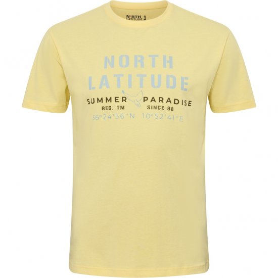 North Latitude T-Shirt Printed Short Sleeve Yellow - T-shirts - T-shirts Homme Grande Taille