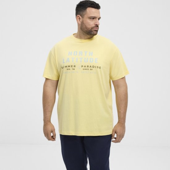 North Latitude T-Shirt Printed Short Sleeve Yellow - T-shirts - T-shirts Homme Grande Taille