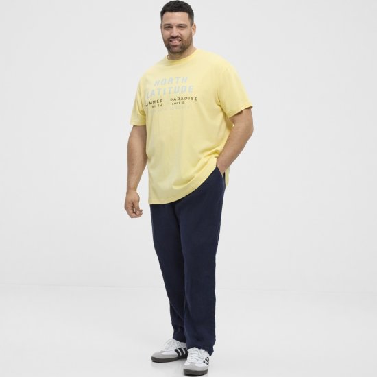 North Latitude T-Shirt Printed Short Sleeve Yellow - T-shirts - T-shirts Homme Grande Taille