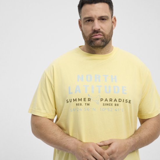North Latitude T-Shirt Printed Short Sleeve Yellow - T-shirts - T-shirts Homme Grande Taille