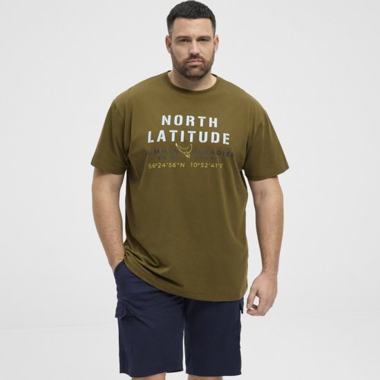North Latitude T-Shirt Printed Short Sleeve Green - T-shirts - T-shirts Homme Grande Taille