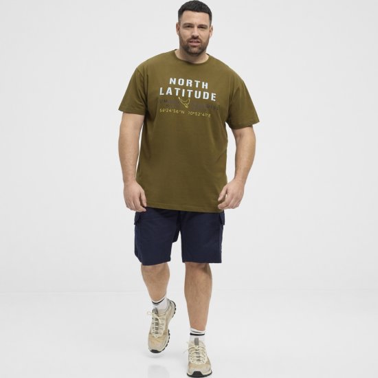 North Latitude T-Shirt Printed Short Sleeve Green - T-shirts - T-shirts Homme Grande Taille