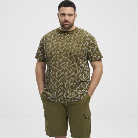 North Latitude T-shirt Allover Printed Green - T-shirts - T-shirts Homme Grande Taille