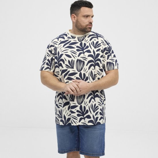 North Latitude T-shirt Allover Printed Navy - T-shirts - T-shirts Homme Grande Taille