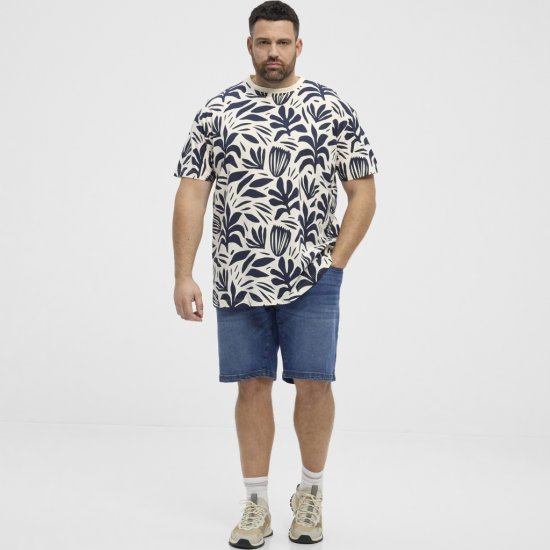 North Latitude T-shirt Allover Printed Navy - T-shirts - T-shirts Homme Grande Taille