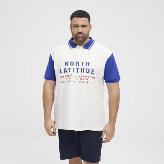 North Latitude Polo Short Sleeve Blue And White - Polos - Polos homme grande taille