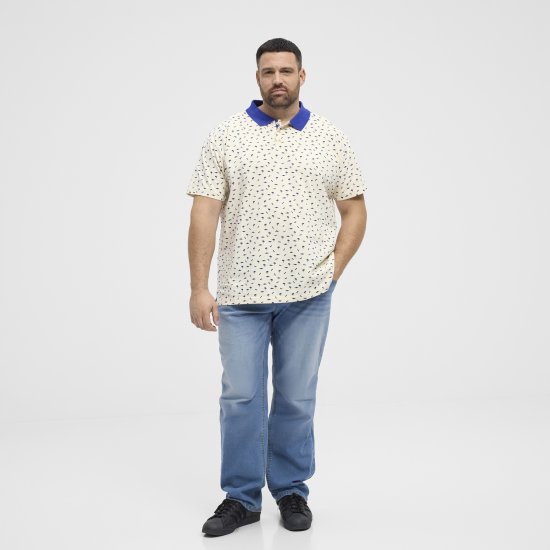 North Latitude Polo Pique Printed Off-White - Polos - Polos homme grande taille