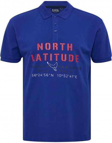 North Latitude Polo Pique Print Short Sleeve Cobalt Blue - Polos - Polos homme grande taille