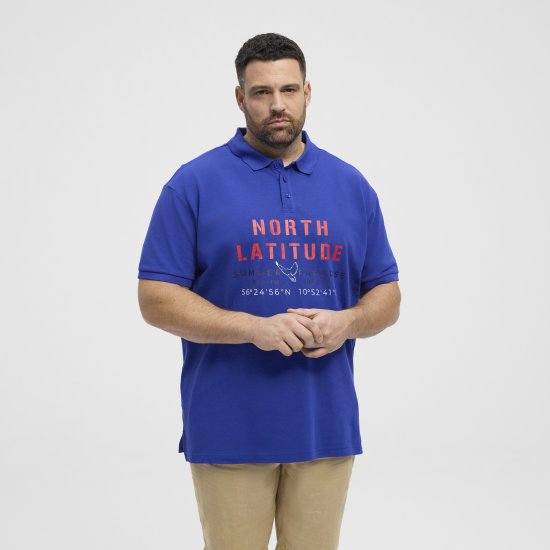 North Latitude Polo Pique Print Short Sleeve Cobalt Blue - Polos - Polos homme grande taille