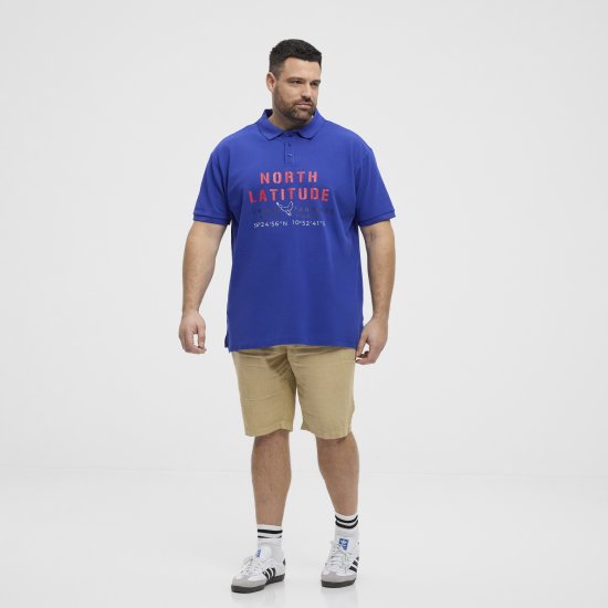 North Latitude Polo Pique Print Short Sleeve Cobalt Blue - Polos - Polos homme grande taille