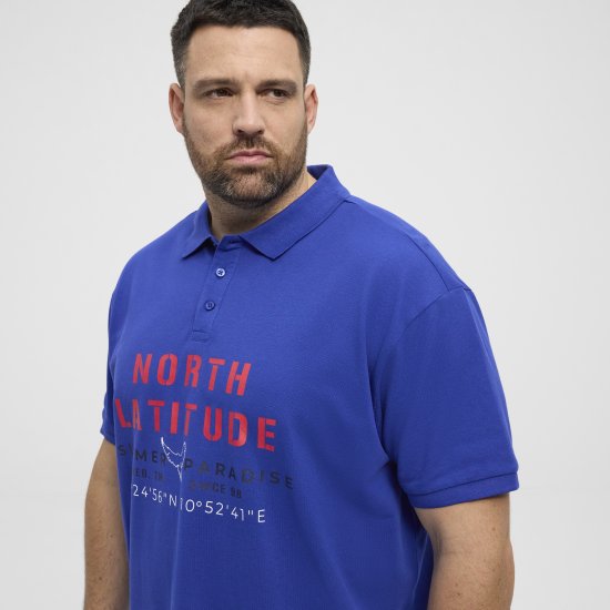 North Latitude Polo Pique Print Short Sleeve Cobalt Blue - Polos - Polos homme grande taille