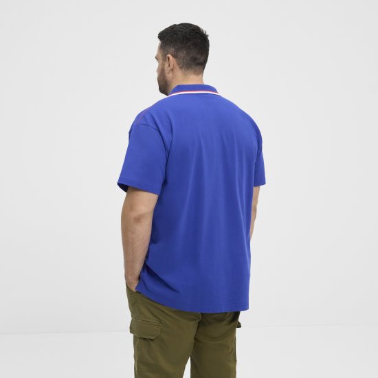 North Latitude Polo Pique V-Neck Blue - Polos - Polos homme grande taille