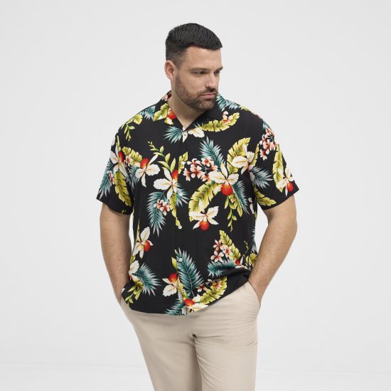 North Latitude Shirt Short Sleeve Printed Allover Black - Chemises - Chemises Grandes Tailles Hommes