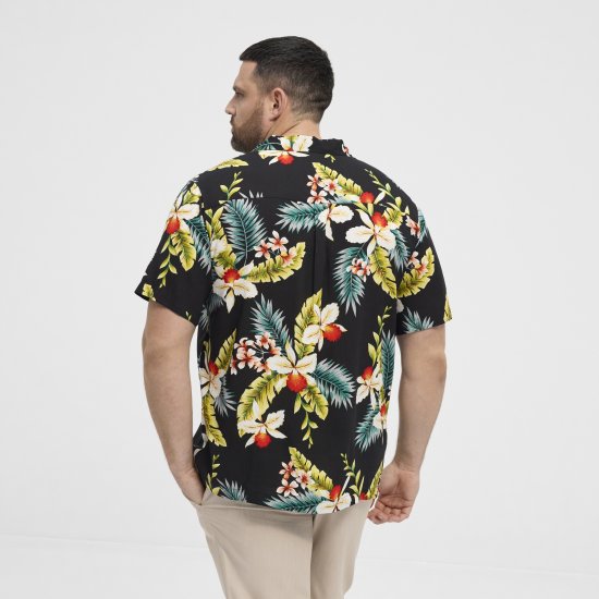 North Latitude Shirt Short Sleeve Printed Allover Black - Chemises - Chemises Grandes Tailles Hommes