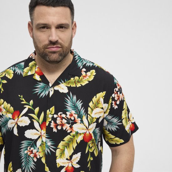 North Latitude Shirt Short Sleeve Printed Allover Black - Chemises - Chemises Grandes Tailles Hommes