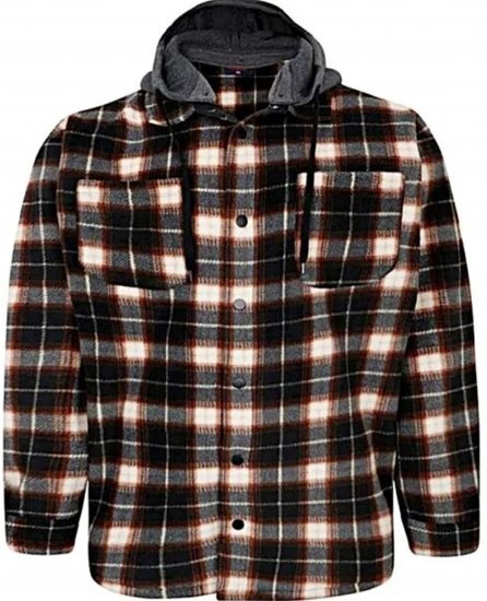Espionage Fleece Shirt Jacket with Removable Hood Black - Vestes - Vestes homme grandes tailles
